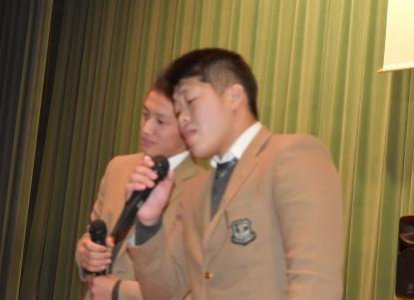 東正悟君（隆徳館6年）と三紙憂杏君（隆徳館5年）の柔道部ペア