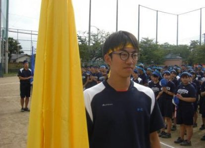H団ブロック長 神代拓馬君（社会総合学科ビジネスコース3年・柏原中）